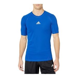 ADIDAS TECHFIT CLIMALITE ROYAL BLUE LOGO FITTED DESIGN ATHLETIC SHIRT